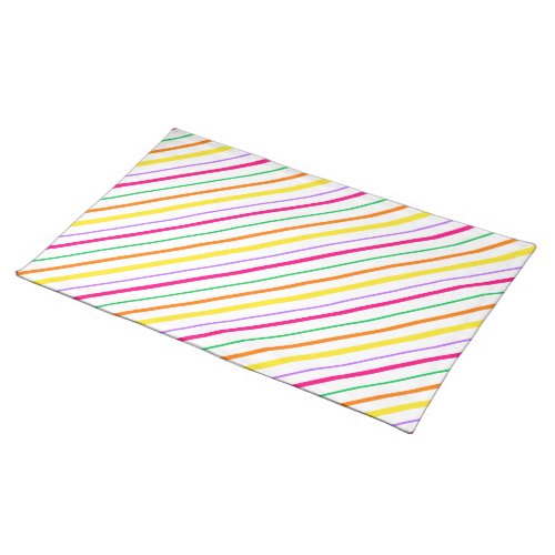 Tropical Pink Green Orange Yellow Stripes Cloth Placemat