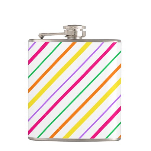 Tropical Pink Green Orange Yellow Stripes Flask