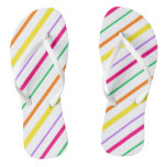 Tropical Pink Green Orange Yellow Stripes Flip Flo Flip Flops