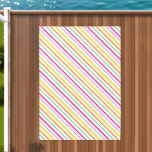 Tropical Pink Green Orange Yellow Stripes Outdoor