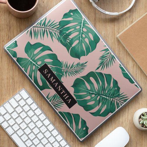 Tropical Pink  Green Palm Leaves Pattern  Name HP Laptop Skin