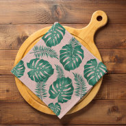 Tropical Pink & Green Palm Leaves Seamless Pattern Cloth Napkin at Zazzle