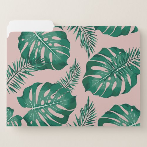 Tropical Pink  Green Palm Leaves Seamless Pattern File Folder