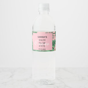 Tropical Pink Greenery Bachelorette Party Favor Water Bottle Label