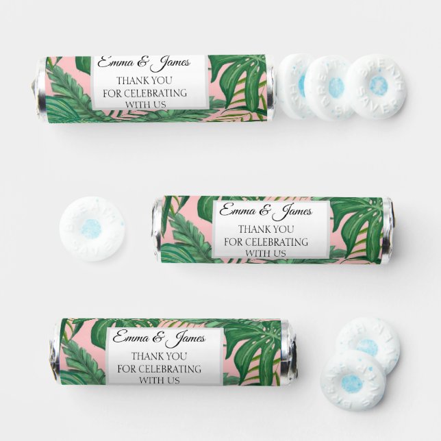 Tropical Pink Greenery Beach Wedding Thank You  Breath Savers® Mints (Assorted)