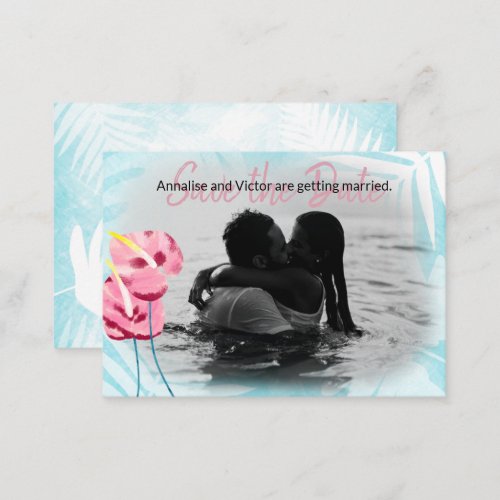 Tropical Pink Gumdrop Flowers Save_the_Date Card