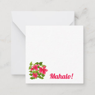 Tropical Pink Hawaiian Hibiscus Mahalo Personalize Note Card
