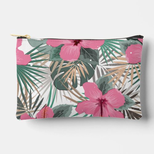 Tropical Pink Hibiscus Accessory Pouch