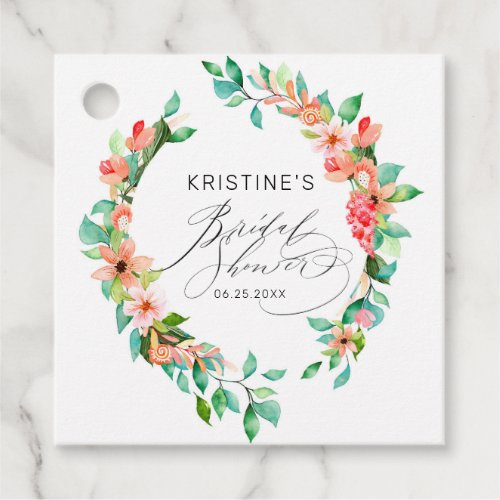 Tropical Pink Hibiscus Floral Bridal Shower Favor Tags