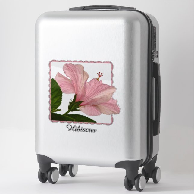 Tropical Pink Hibiscus Floral Photography | Name Sticker (Suitcase)