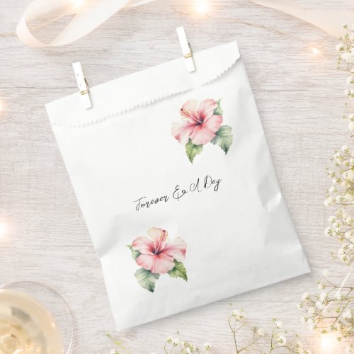 Tropical Pink Hibiscus Floral Wedding  Favor Bag