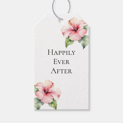 Tropical Pink Hibiscus Floral Wedding Gift Tags