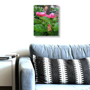 Tropical Pink Hibiscus Flower Camouflaged Lizard Acrylic Print