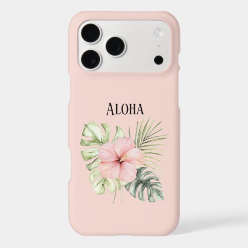 Tropical Pink Hibiscus Flower Leaves Aloha iPhone 17 Pro Max Case