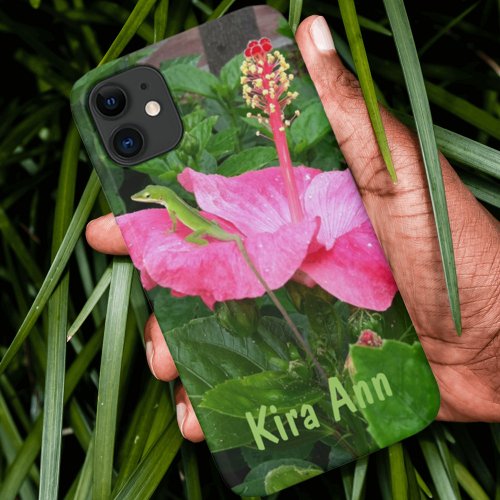 Tropical Pink Hibiscus Flower Photo Custom iPhone 11 Case