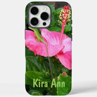 Tropical Pink Hibiscus Flower Photo Custom iPhone 16 Pro Max Case