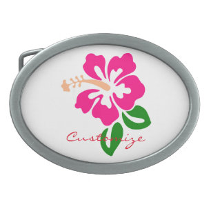 Tropical Pink Hibiscus Flower Thunder_Cove Belt Buckle