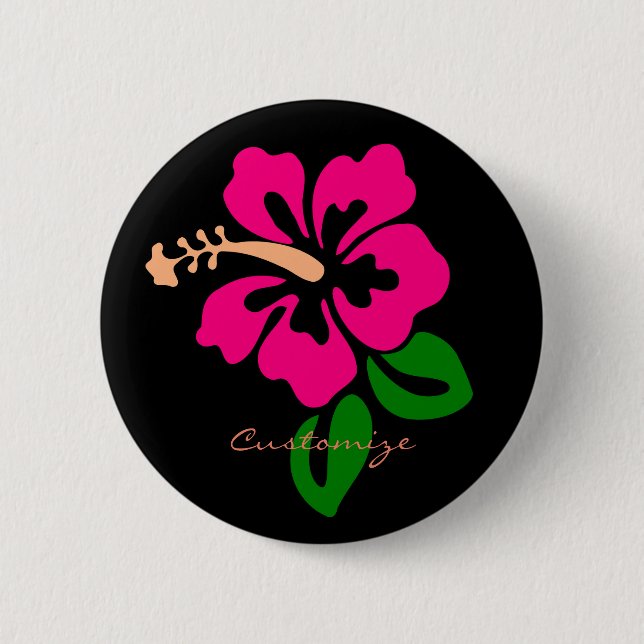 Tropical Pink Hibiscus Flower Thunder_Cove Button (Front)