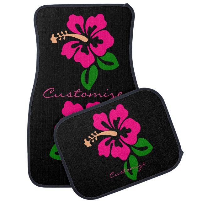 Tropical Pink Hibiscus Flower Thunder_Cove Car Floor Mat (Set)