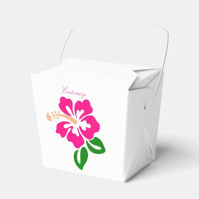 Tropical Pink Hibiscus Flower Thunder_Cove Favor Boxes (Front Side)