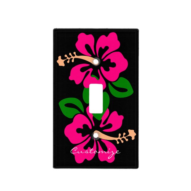 Tropical Pink Hibiscus Flower Thunder_Cove Light Switch Cover (Front)