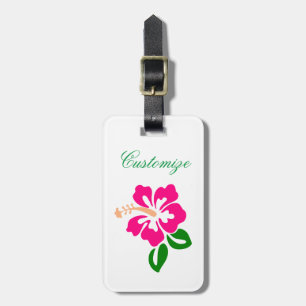 Tropical Pink Hibiscus Flower Thunder_Cove Luggage Tag