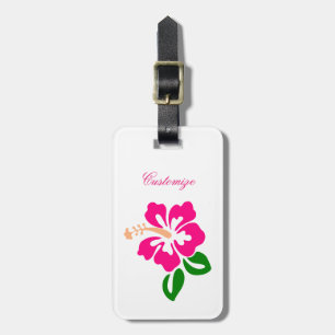 Tropical Pink Hibiscus Flower Thunder_Cove Luggage Tag