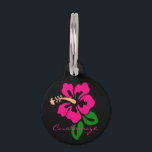 Tropical Pink Hibiscus Flower Thunder_Cove Pet ID Tag<br><div class="desc">Tropical Pink Hibiscus Flower,   personalize by adding your name or message</div>