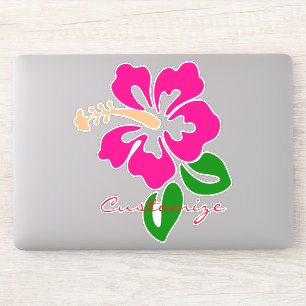 Tropical Pink Hibiscus Flower Thunder_Cove Sticker