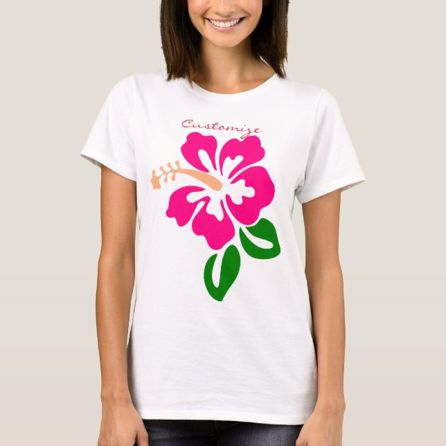 Tropical Pink Hibiscus Flower Thunder_Cove T-Shirt (Front)