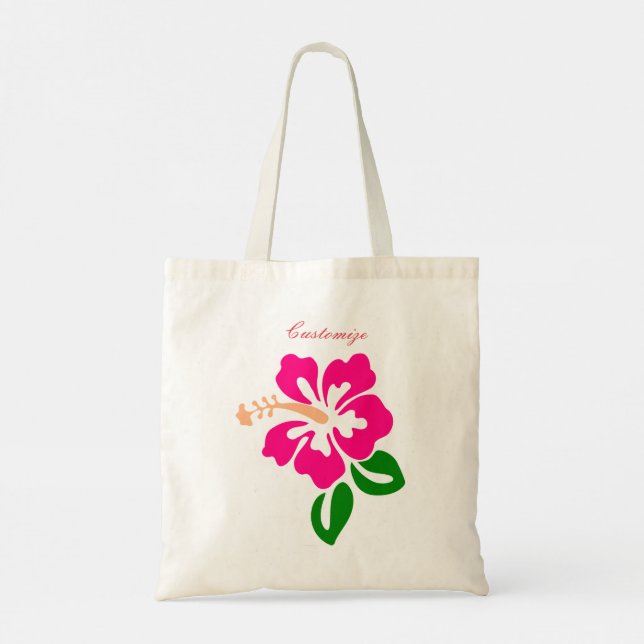 Tropical Pink Hibiscus Flower Thunder_Cove Tote Bag (Back)