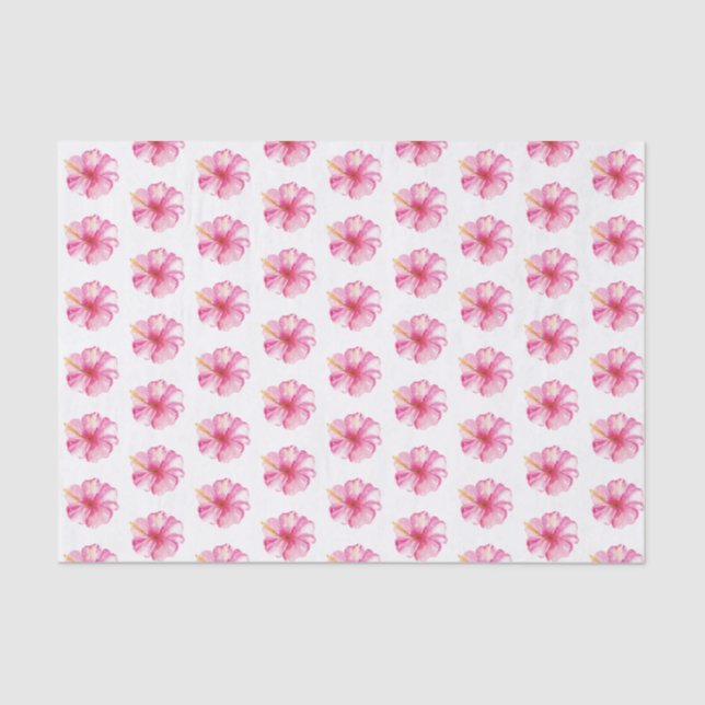 Tropical Pink Hibiscus Flower Tissue Paper (Front)