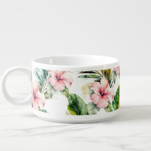 Tropical Pink Hibiscus Flowers Bowl