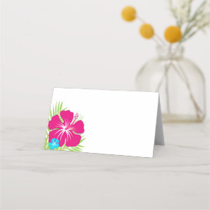 Tropical Pink Hibiscus Folding Label or Place Card