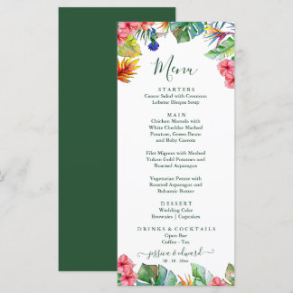 Tropical Pink Hibiscus Hawaiian Wedding    Menu