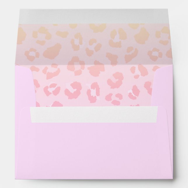 Tropical Pink Hibiscus Leopard Print Envelope (Back (Bottom))