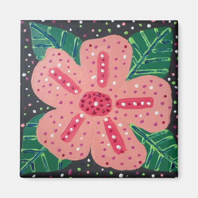 Tropical Pink Hibiscus Magnet (Front)