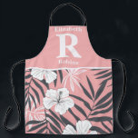 Tropical pink hibiscus personalized  apron<br><div class="desc">Bask in the radiant beauty of summer with our Tropical Flowers in Pink collection at Timeless Patterns Gallery. Immerse yourself in the enchanting allure of hand-painted tropical blooms, each petal bursting with vibrant shades of pink. Perfect for infusing your space with the lively spirit of summer, these patterns evoke the...</div>