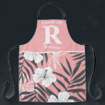 Tropical pink hibiscus personalized  apron<br><div class="desc">Bask in the radiant beauty of summer with our Tropical Flowers in Pink collection at Timeless Patterns Gallery. Immerse yourself in the enchanting allure of hand-painted tropical blooms, each petal bursting with vibrant shades of pink. Perfect for infusing your space with the lively spirit of summer, these patterns evoke the...</div>