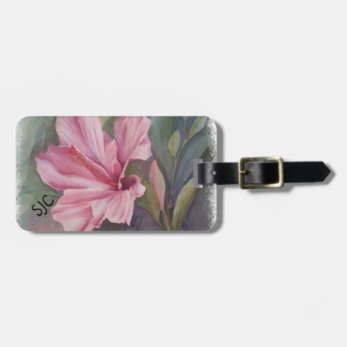 TROPICAL PINK HIBISCUS PERSONALIZED LUGGAGE TAG