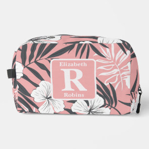 Tropical pink hibiscus personalized Monogram  Dopp Kit