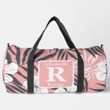Tropical pink hibiscus personalized Monogram 