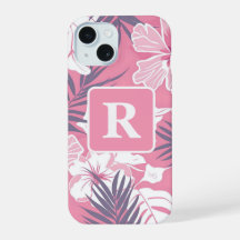 Tropical pink hibiscus personalized Monogram