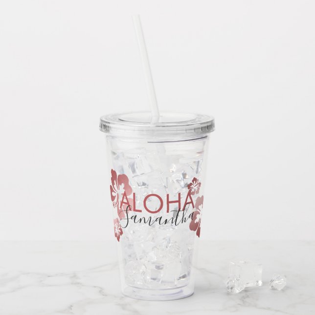 Tropical Pink Individual Personalized Party Favor Acrylic Tumbler (Front Ice)