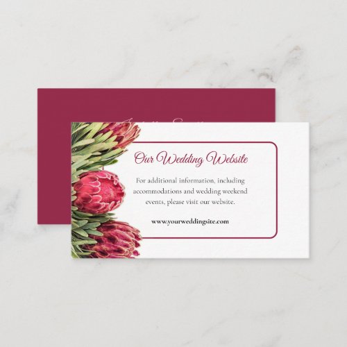 Tropical Pink King Protea Flowers Wedding Website Enclosure Card