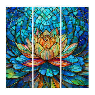 tropical Pink lotus 3 stained glass art