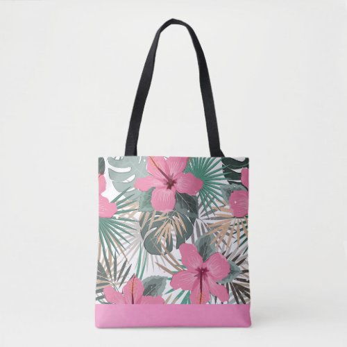 Tropical Pink Lush Hibiscus  Tote Bag