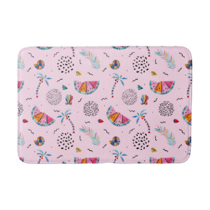Tropical Pink Memphis Style Pattern Bathroom Mat