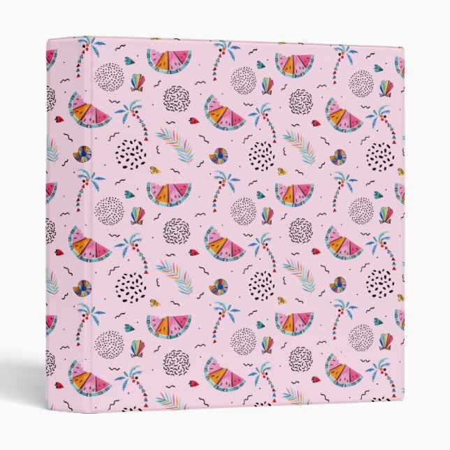 Tropical Pink Memphis Style Pattern Binder (Front/Spine)
