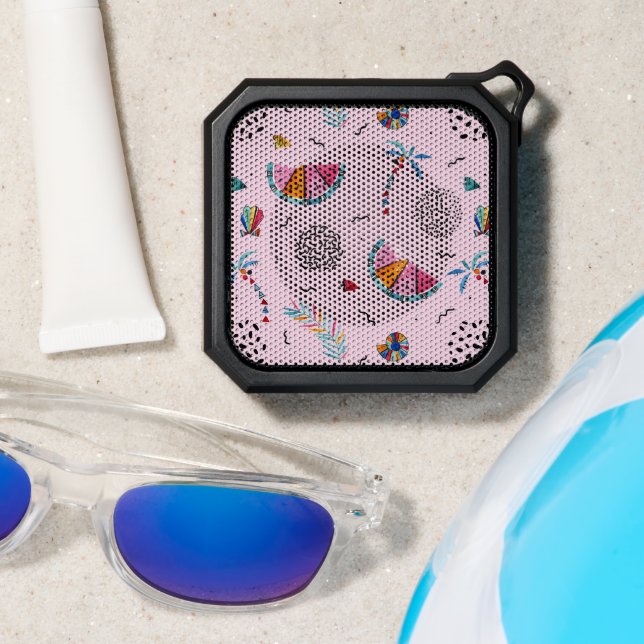 Tropical Pink Memphis Style Pattern Bluetooth Speaker (Insitu(Beach))
